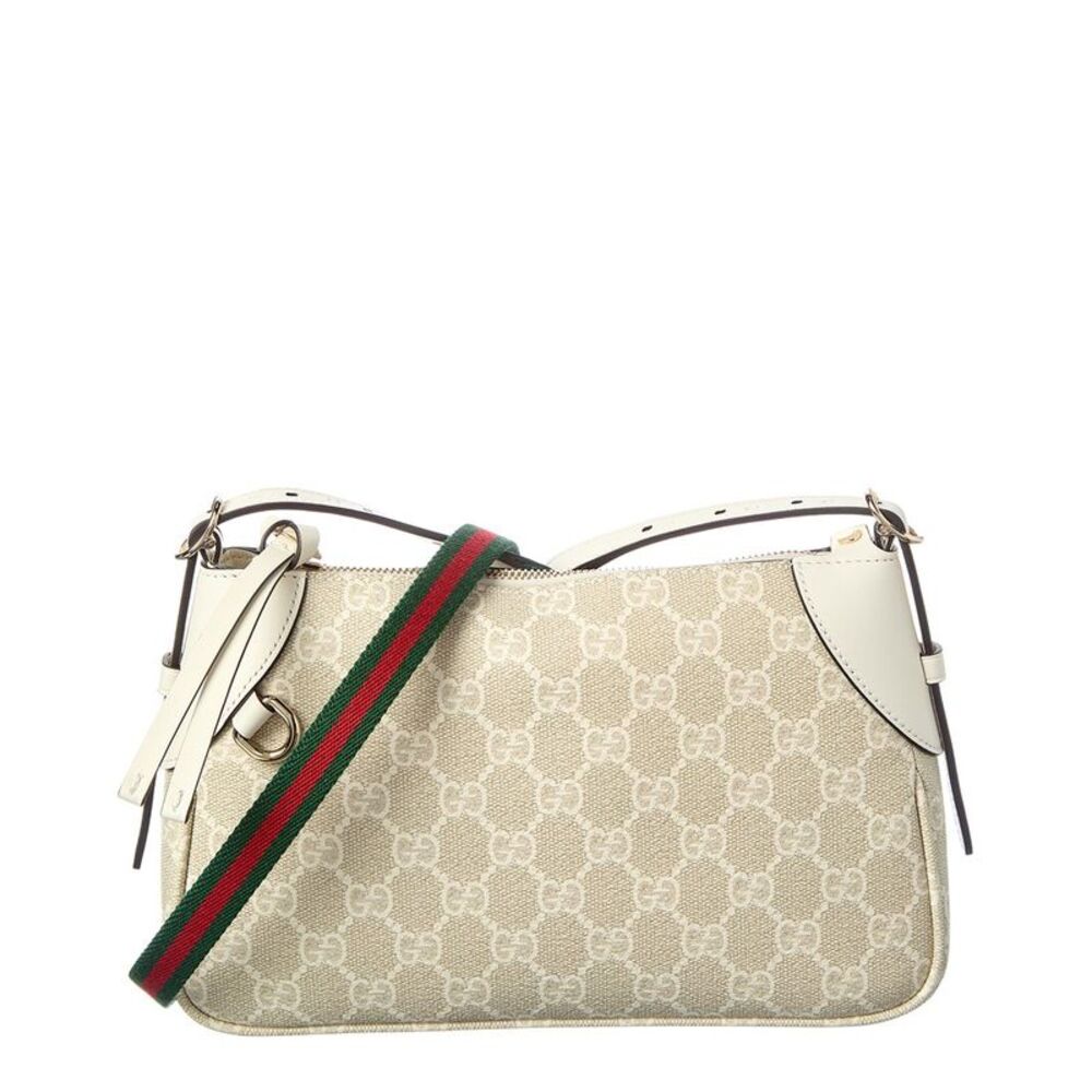 Gucci Gg Emblem Small Supreme Canvas & Leather Shoulder Bag, White